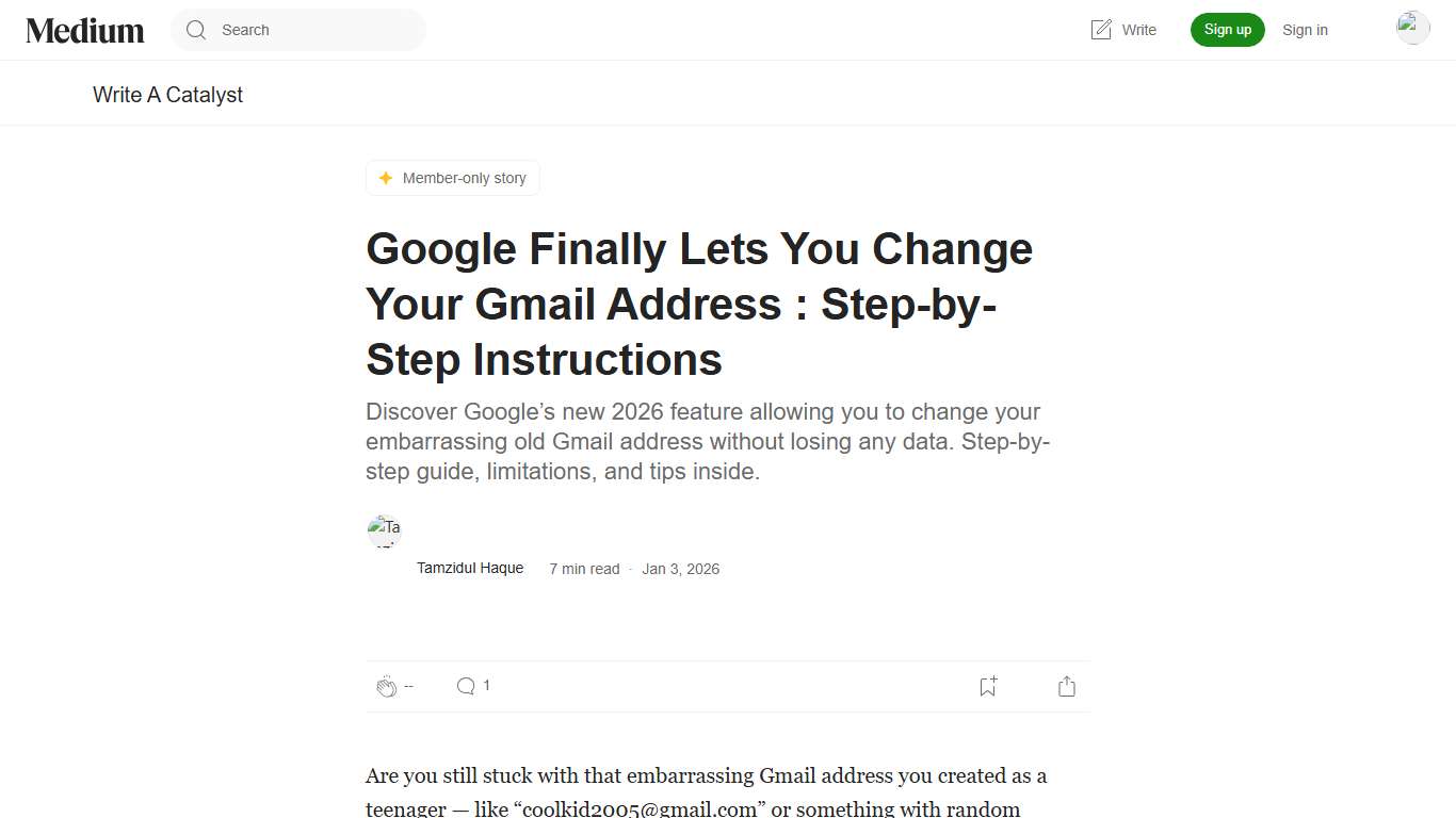 Google Lets You Change Gmail Address in 2026: How to Update Username Without Losing Data Write A Catalyst